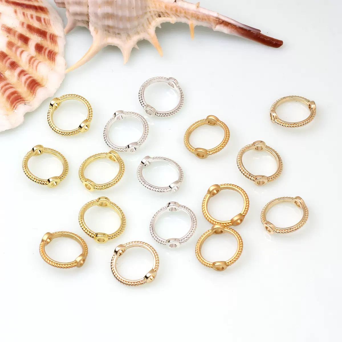 FS3818-12mm  Gold Plated Long Lasting Round Bead Frame Spacer Beads For Jewelry DIY Bracelet Necklace Making Zoe's DIY Shop