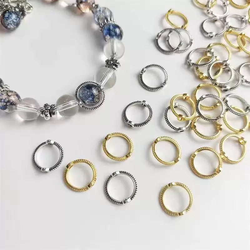 FS3818-12mm  Gold Plated Long Lasting Round Bead Frame Spacer Beads For Jewelry DIY Bracelet Necklace Making Zoe's DIY Shop