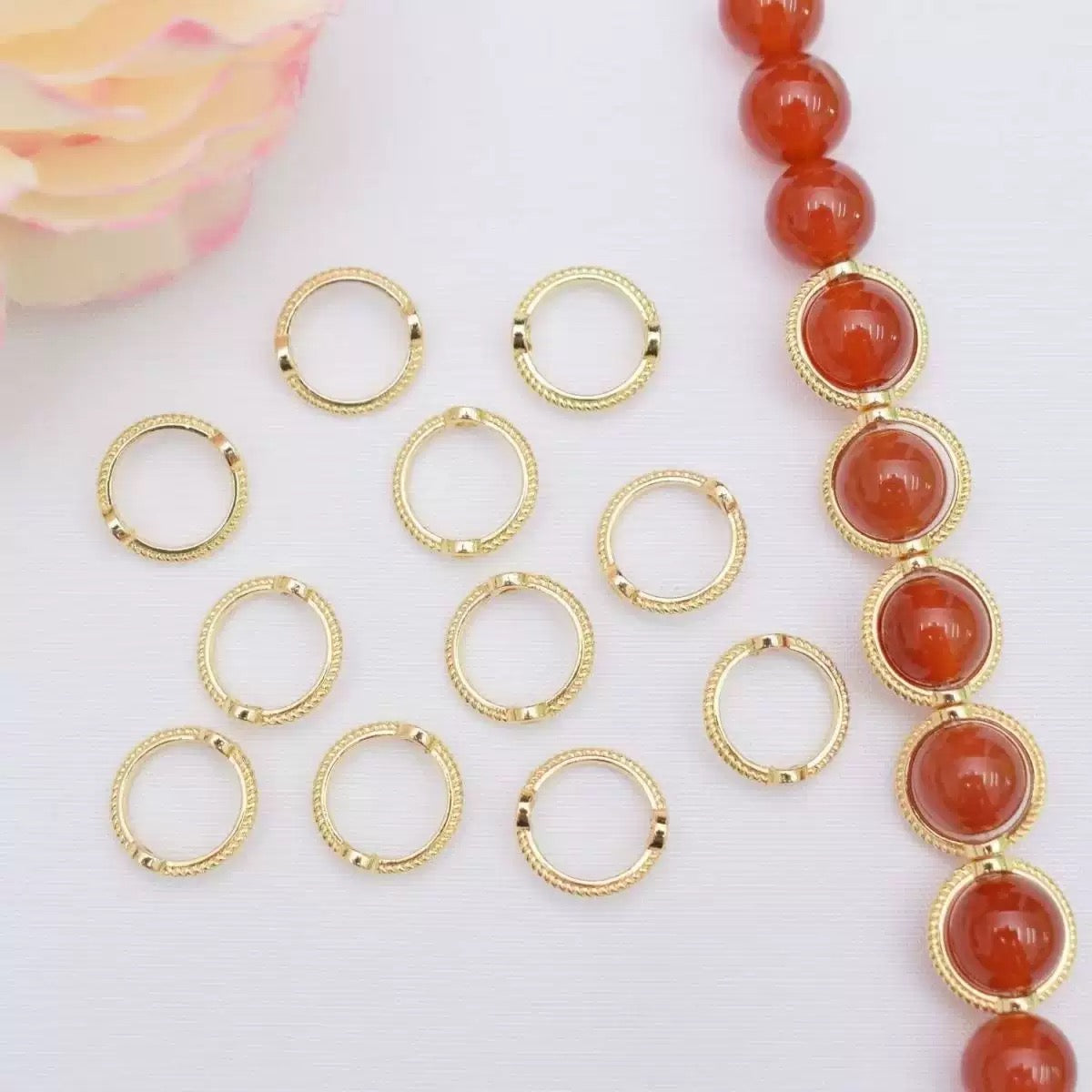 FS3818-12mm  Gold Plated Long Lasting Round Bead Frame Spacer Beads For Jewelry DIY Bracelet Necklace Making Zoe's DIY Shop