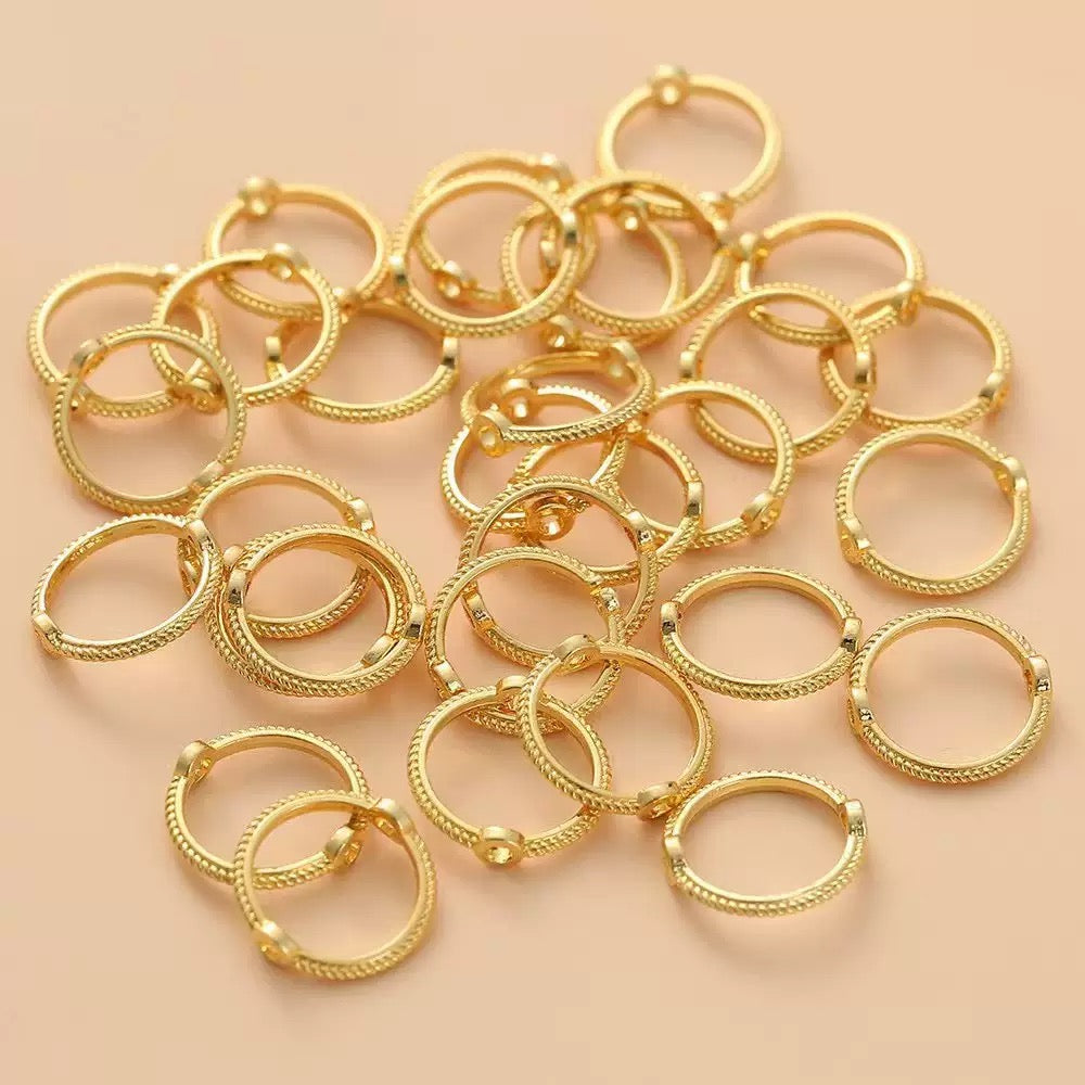 FS3818-12mm  Gold Plated Long Lasting Round Bead Frame Spacer Beads For Jewelry DIY Bracelet Necklace Making Zoe's DIY Shop