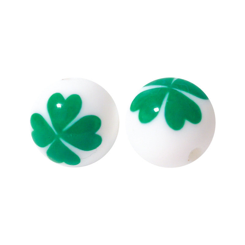 FS2355-Clover Printed Silicone Beads Fit For Beadable Pens