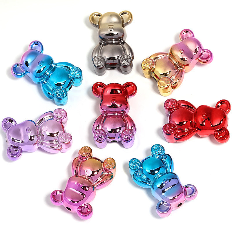 FS2326-33×23mm Metallic Bear UV Shiny Acrylic Beads Fit For Beadable Pens