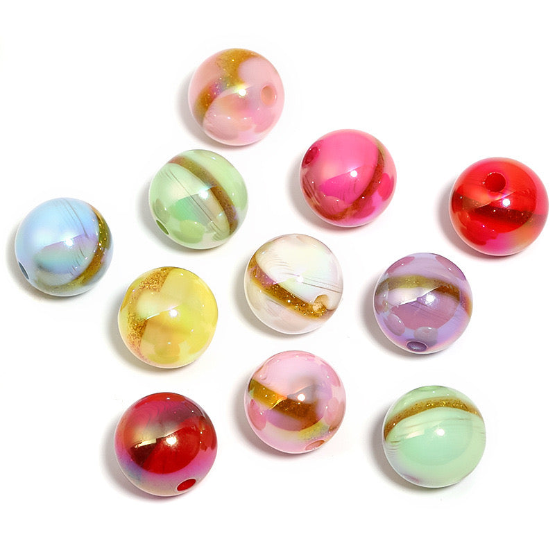 FS1973-16 MM Random Mixed Color Glitter Resin Beads Fit For Beadable Pens