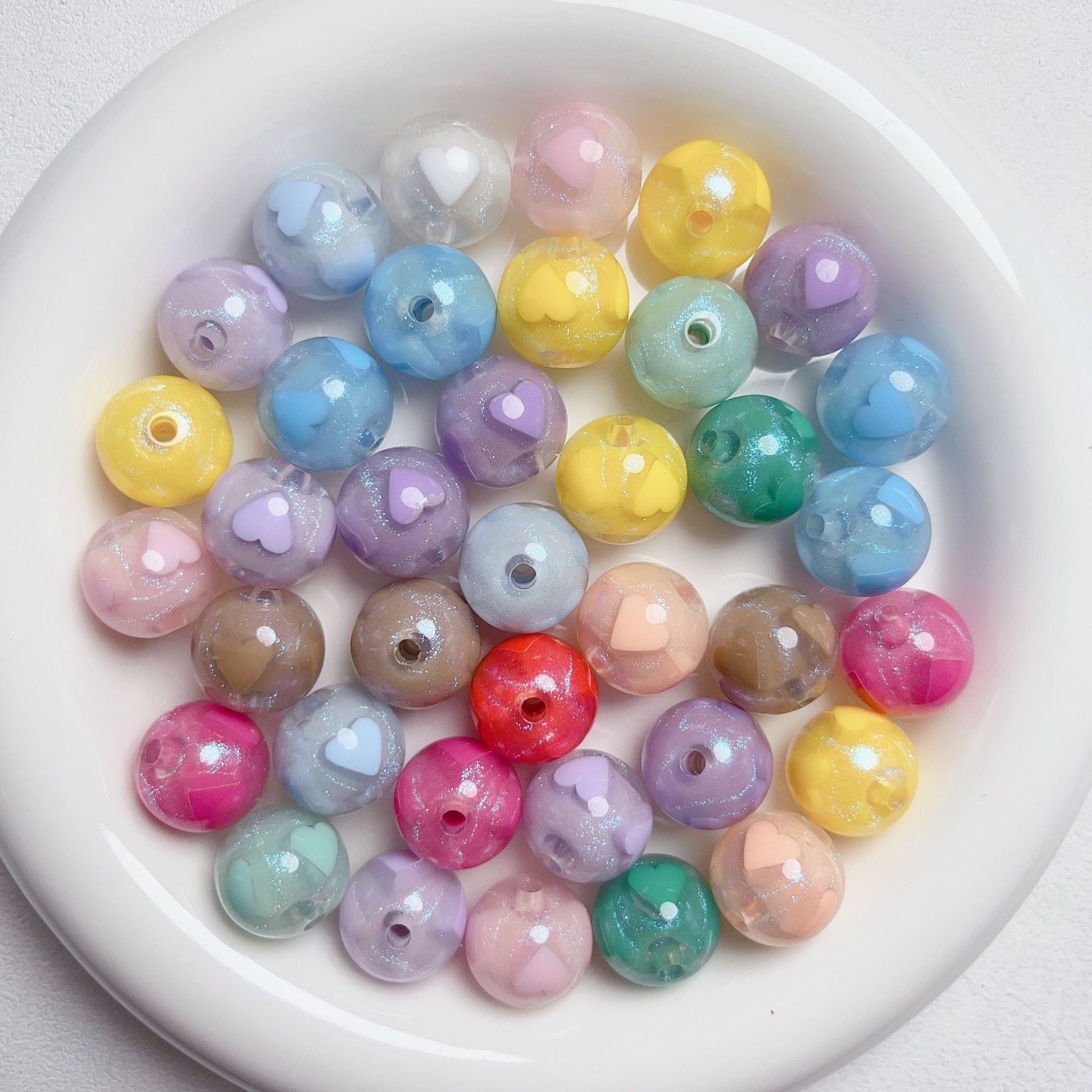 FS1218- 16MM Mixed Pink - & Purple Acrylic  Beads Fit For Beadable Pens