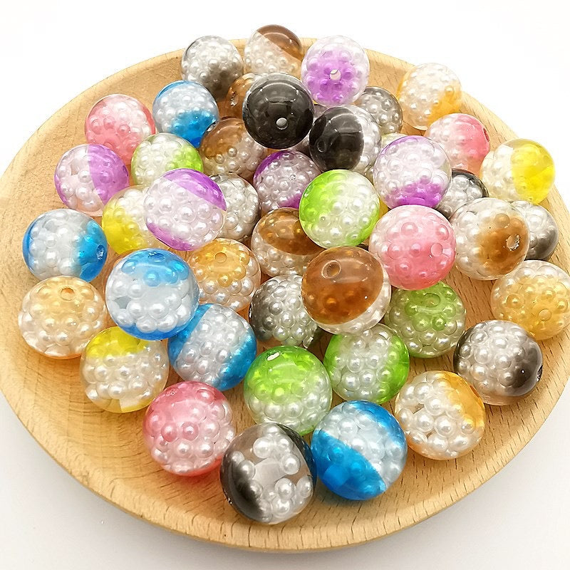 FS1939-16MM Random Mixed Color Pearl Resin Beads Fit For Beadable Pens