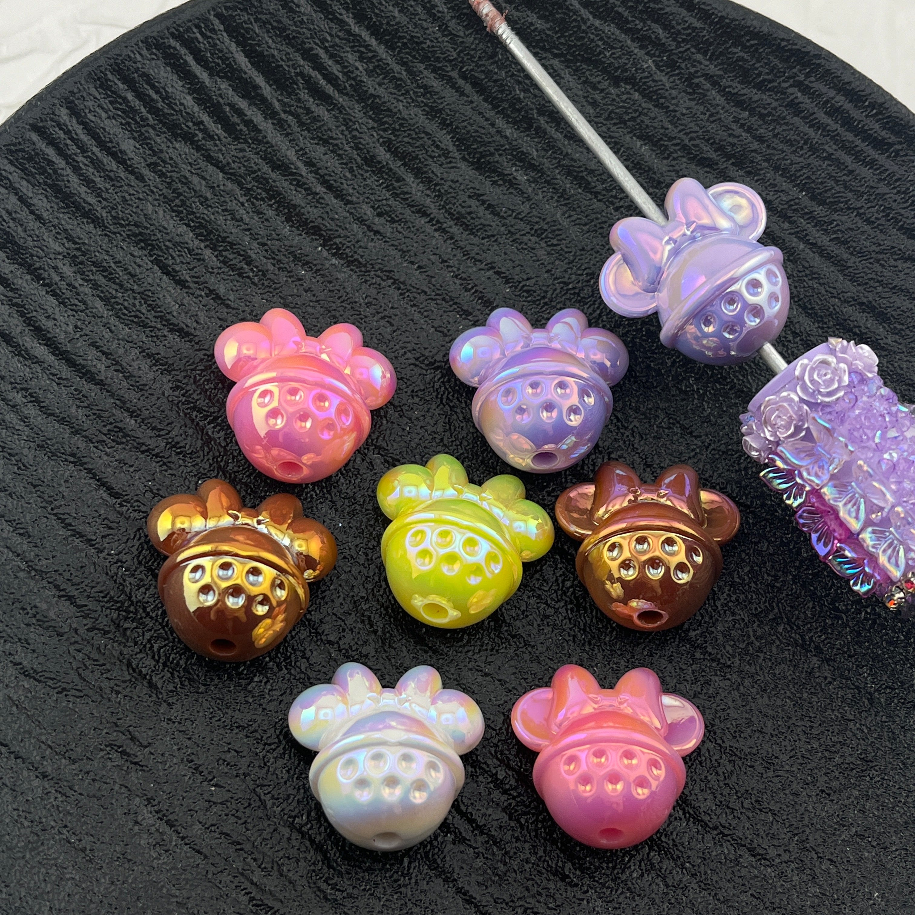 FS1852-Random Mixed Color UV Minnie Acrylic Beads Fit For Beadable Pens