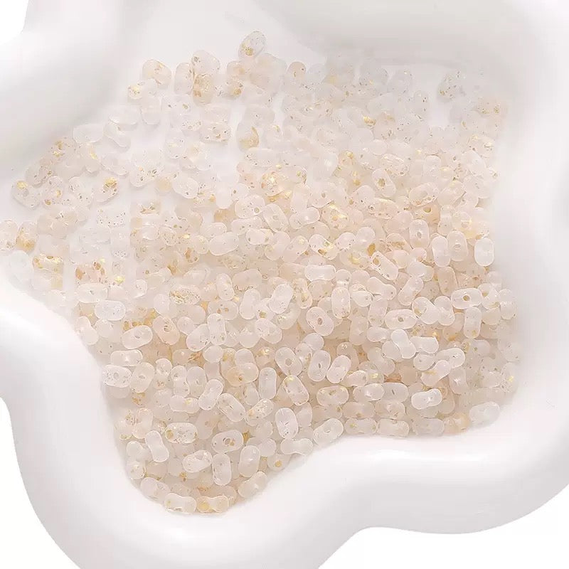 FS2416-3*6MM Clear Gold Foil Peanut Beads For Keychain Jewelry Making Zoe's DIY Shop