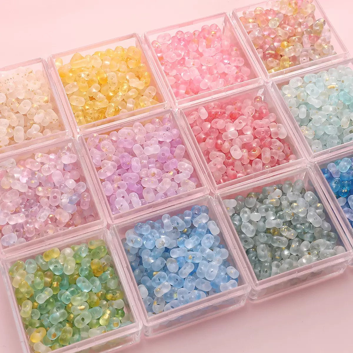 FS2416-3*6MM Clear Gold Foil Peanut Beads For Keychain Jewelry Making Zoe's DIY Shop