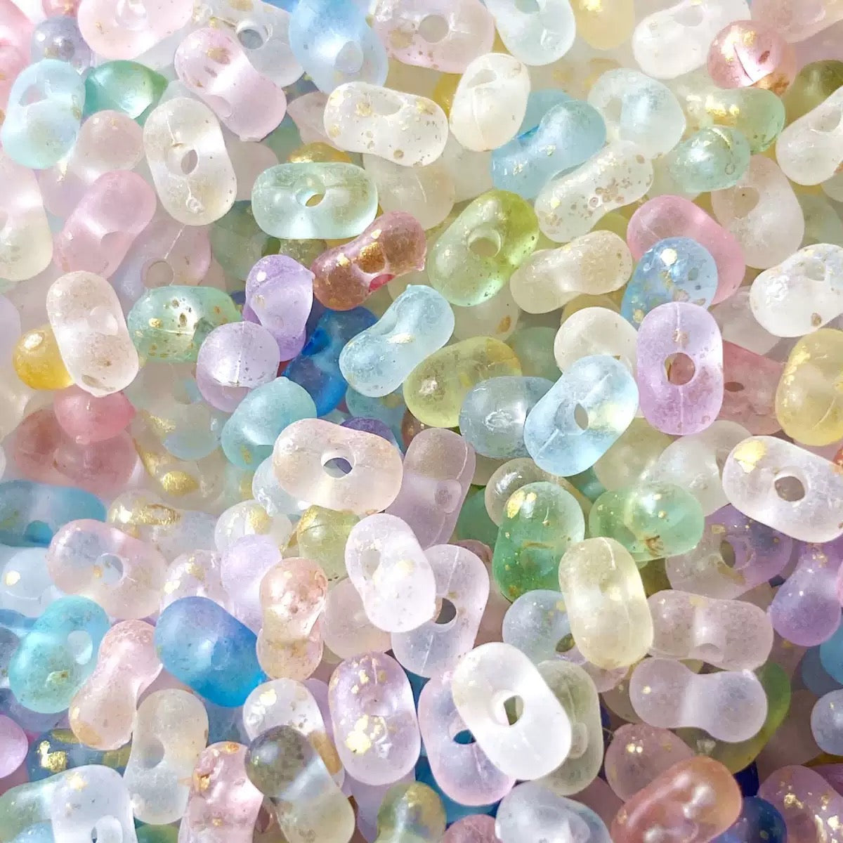 FS2416-3*6MM Clear Gold Foil Peanut Beads For Keychain Jewelry Making Zoe's DIY Shop