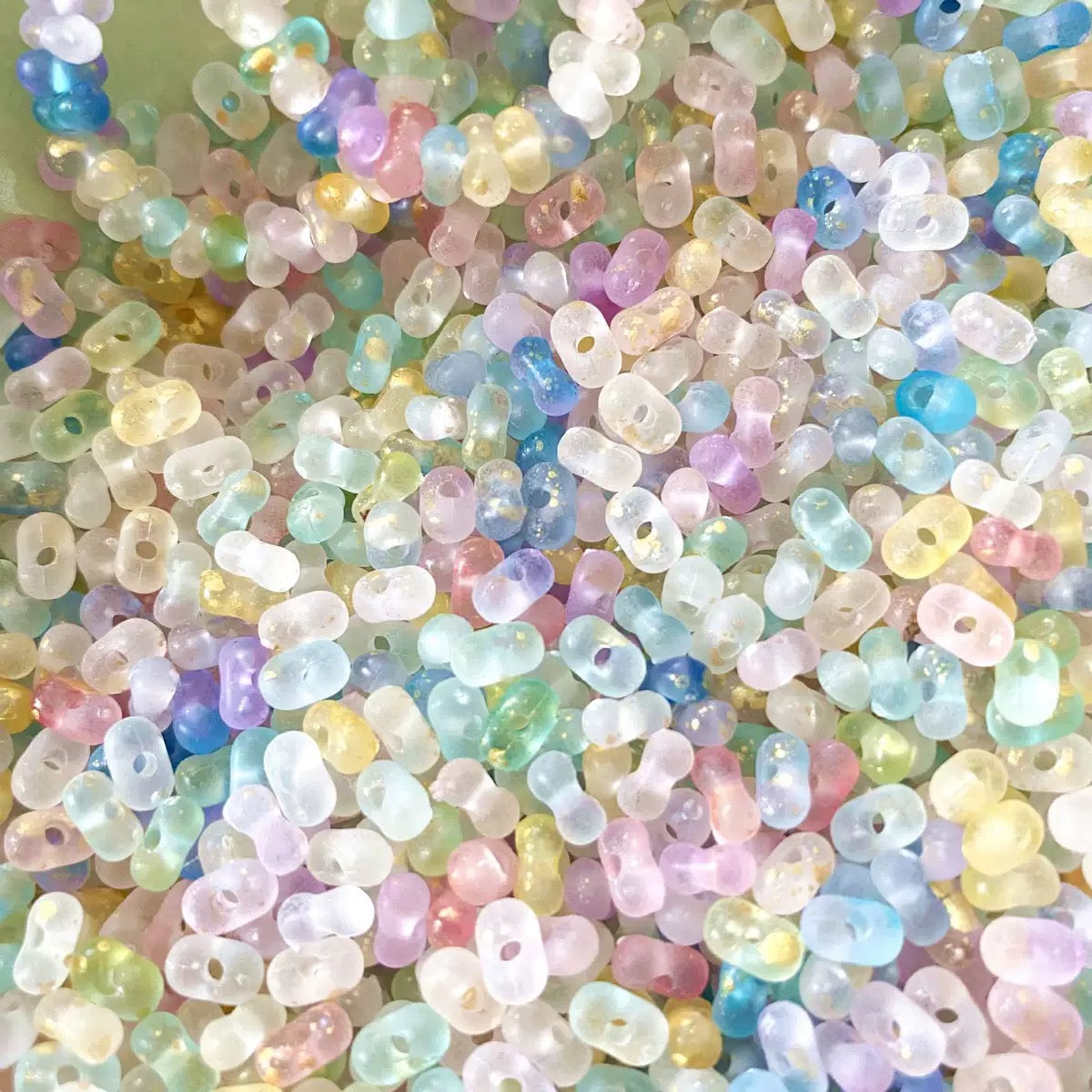 FS2416-3*6MM Clear Gold Foil Peanut Beads For Keychain Jewelry Making Zoe's DIY Shop