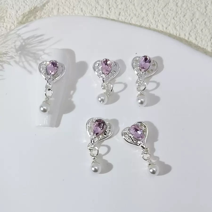 FS3802-10×21mm 크리스탈 러브 하트 플라워 네일 참 (멋진 구슬이나 펜 만들기용)