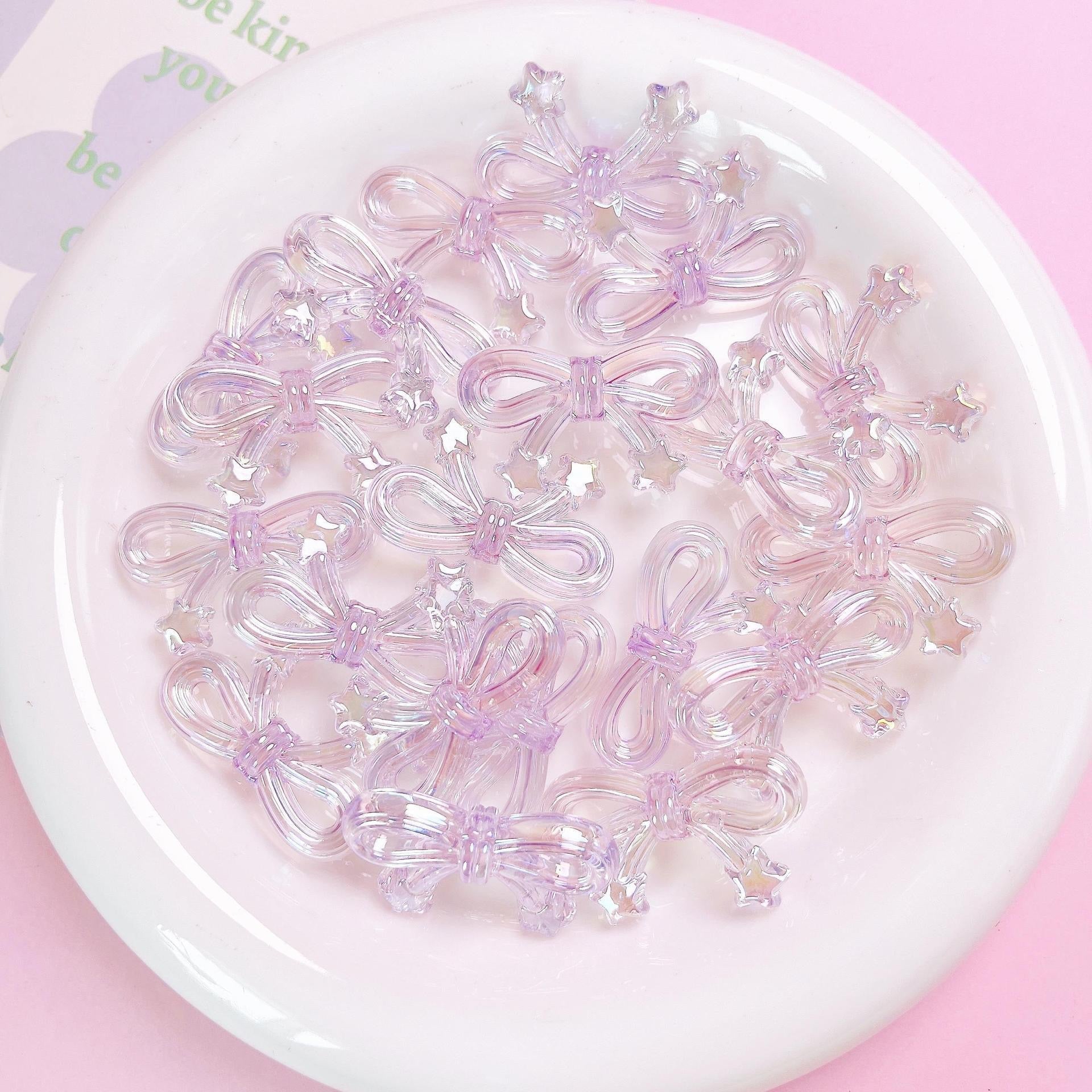 FS1652-20*34mm UV Clear Luminous Star Bow Acrylic Beads For Keychain Beadable Pens Jewelry Making Zoe's DIY Shop