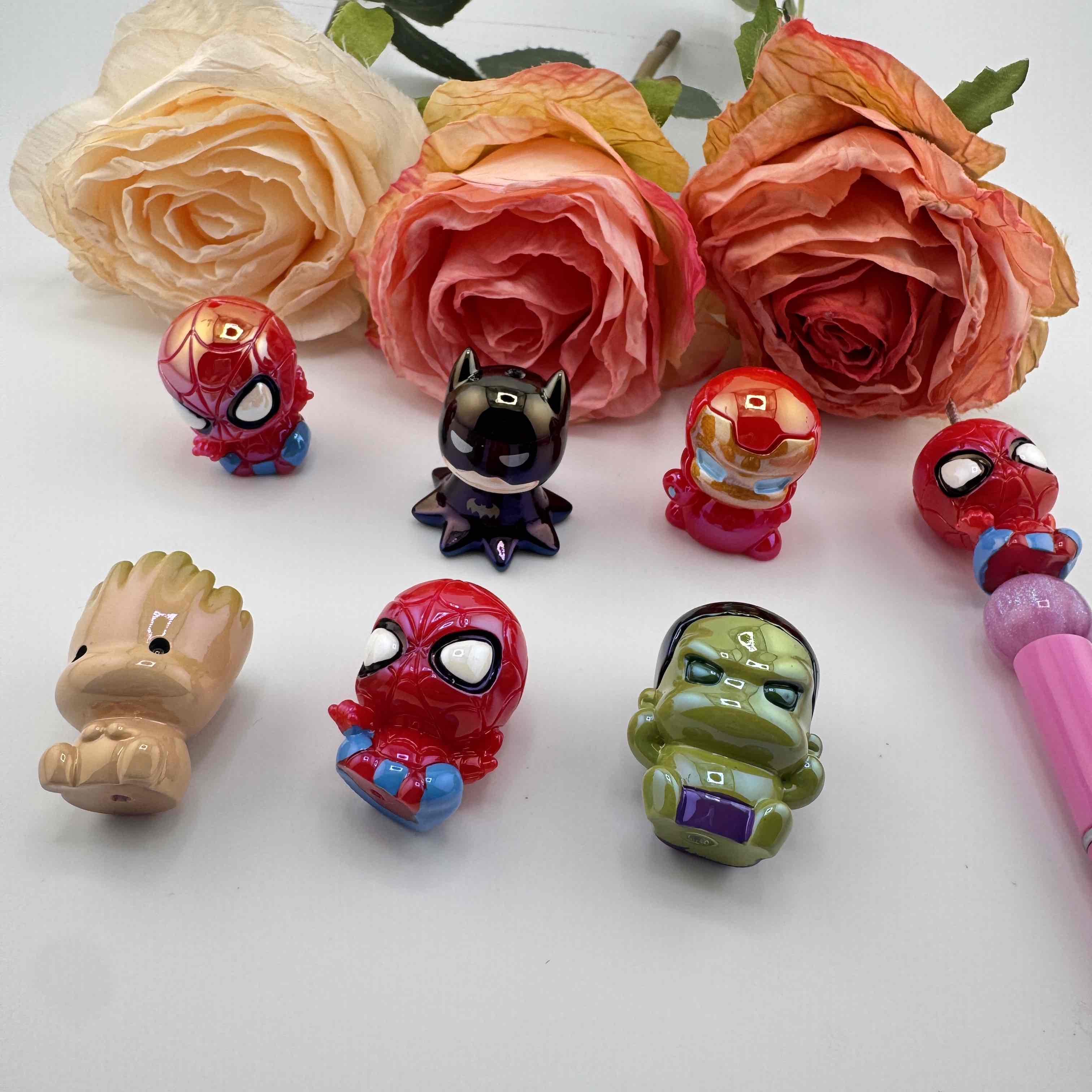 FS10895-Random Mixed UV Coating Super Hero Resin Beads Fit For Beadable Pens