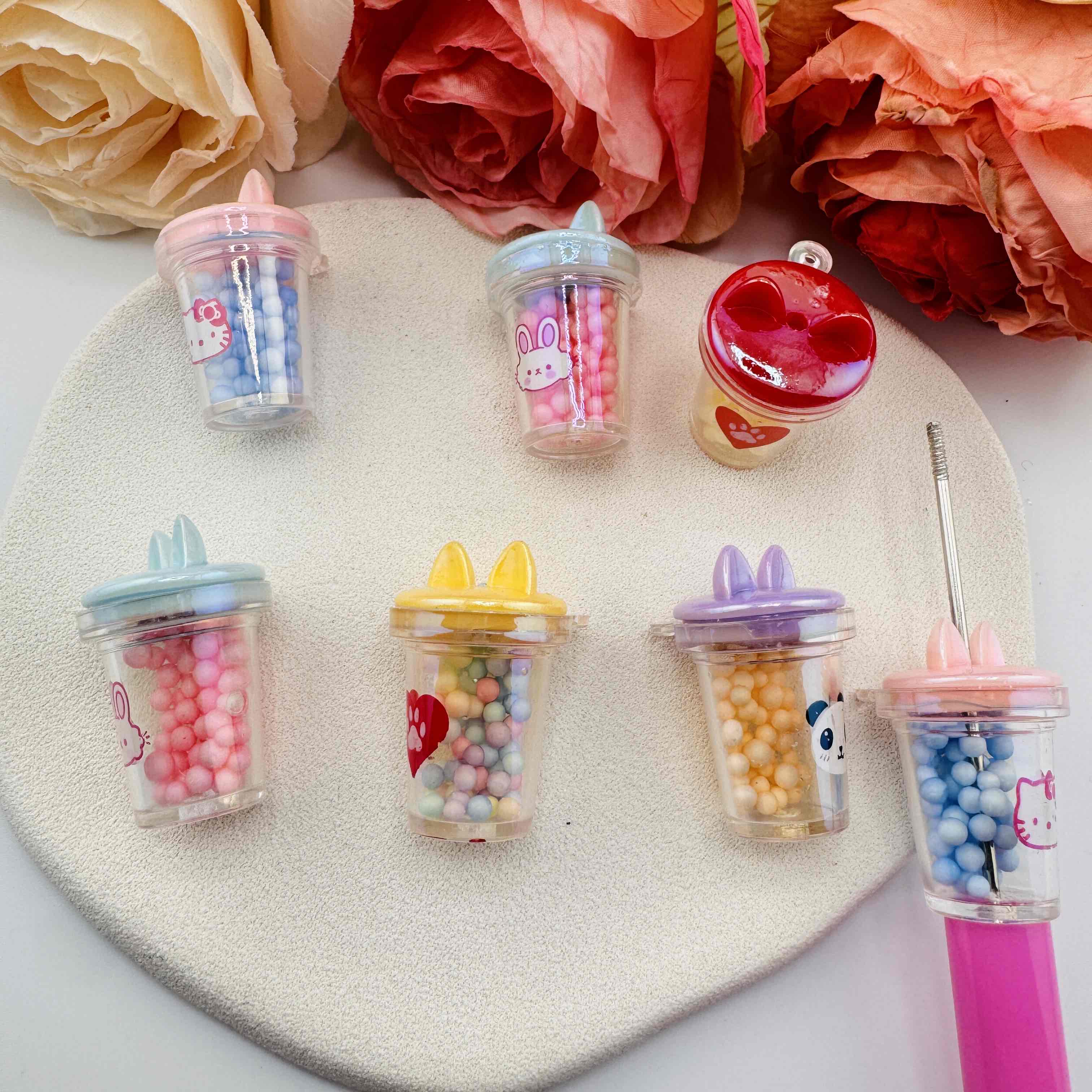 FS10911-Random Mixed Bubble Cup Resin Beads For Beadable Pens Keychain Jewelry Making
