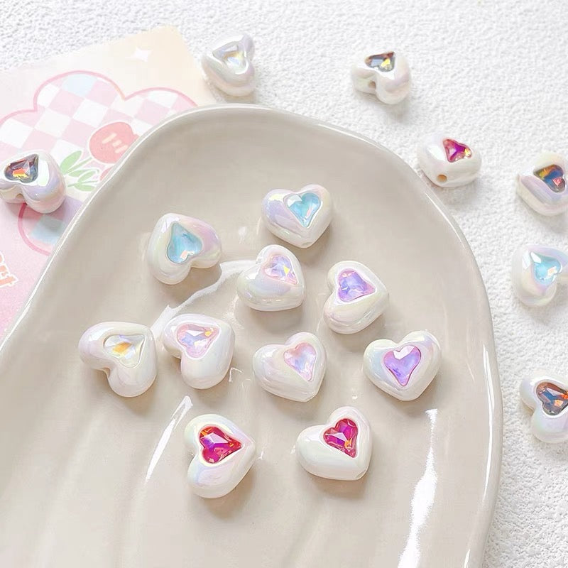 FS2531-Ramdom Mixed Color Heart Shape Acrylic Beads Fit For Beadable Pens