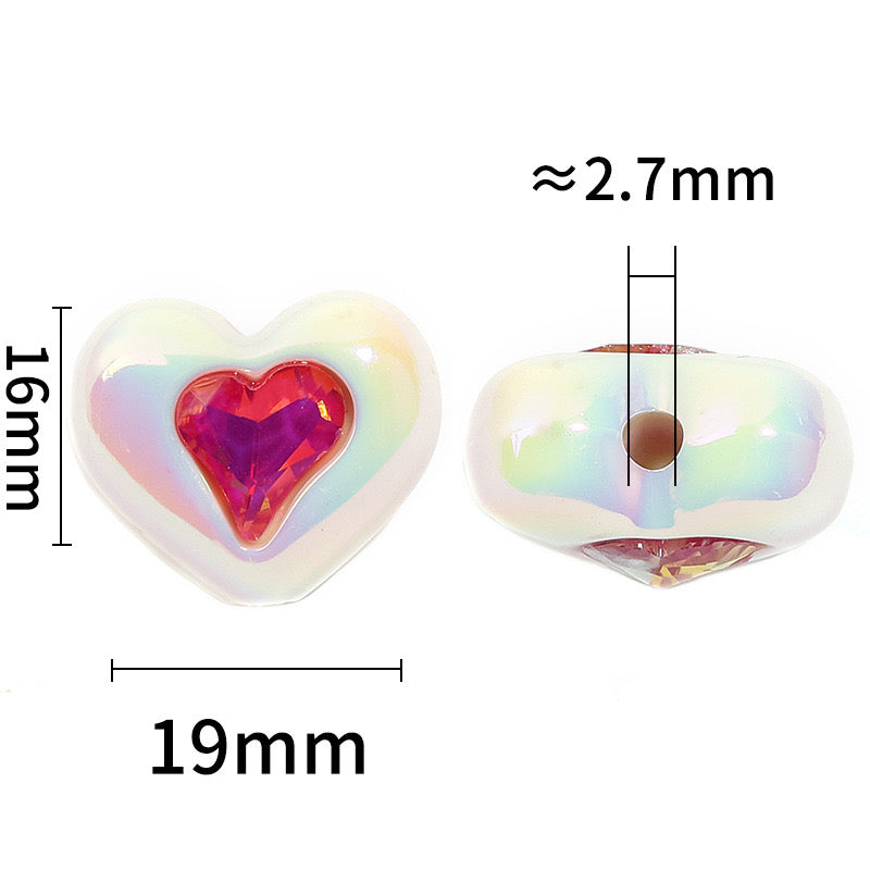 FS2531-Ramdom Mixed Color Heart Shape Acrylic Beads Fit For Beadable Pens