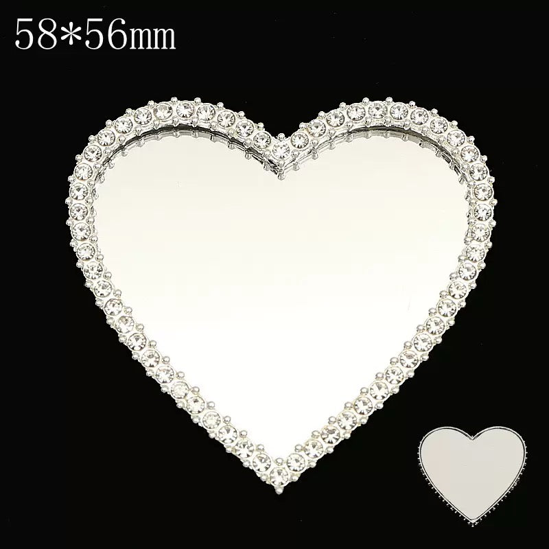 FS2529-56×58mm Sliver Heart Mirror Alloy Patch For Making Fancy Beads