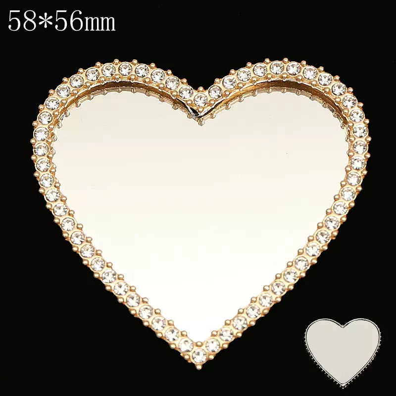 FS2529-56×58mm Sliver Heart Mirror Alloy Patch For Making Fancy Beads