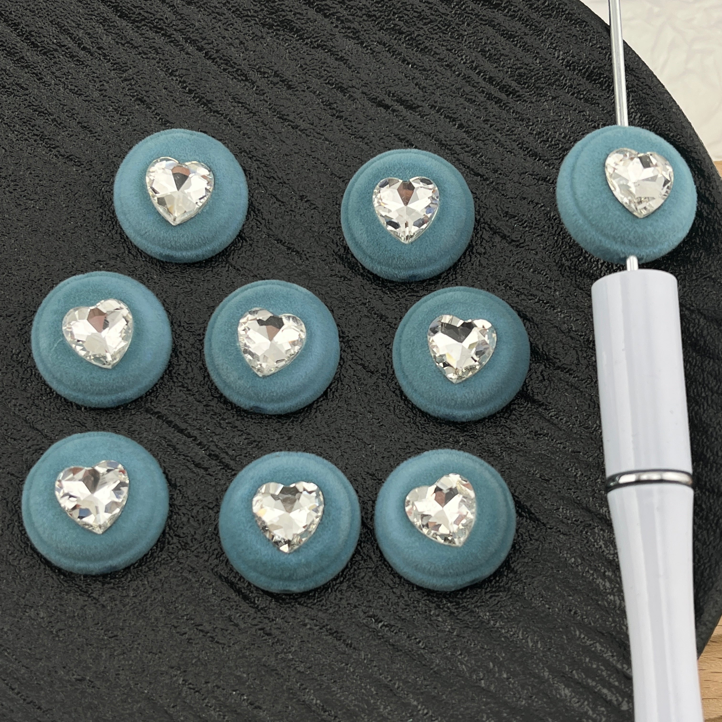 FS0050-20MM Blue Flocked Round Acrylic Beads With Diamond Fit For Beadable Pens