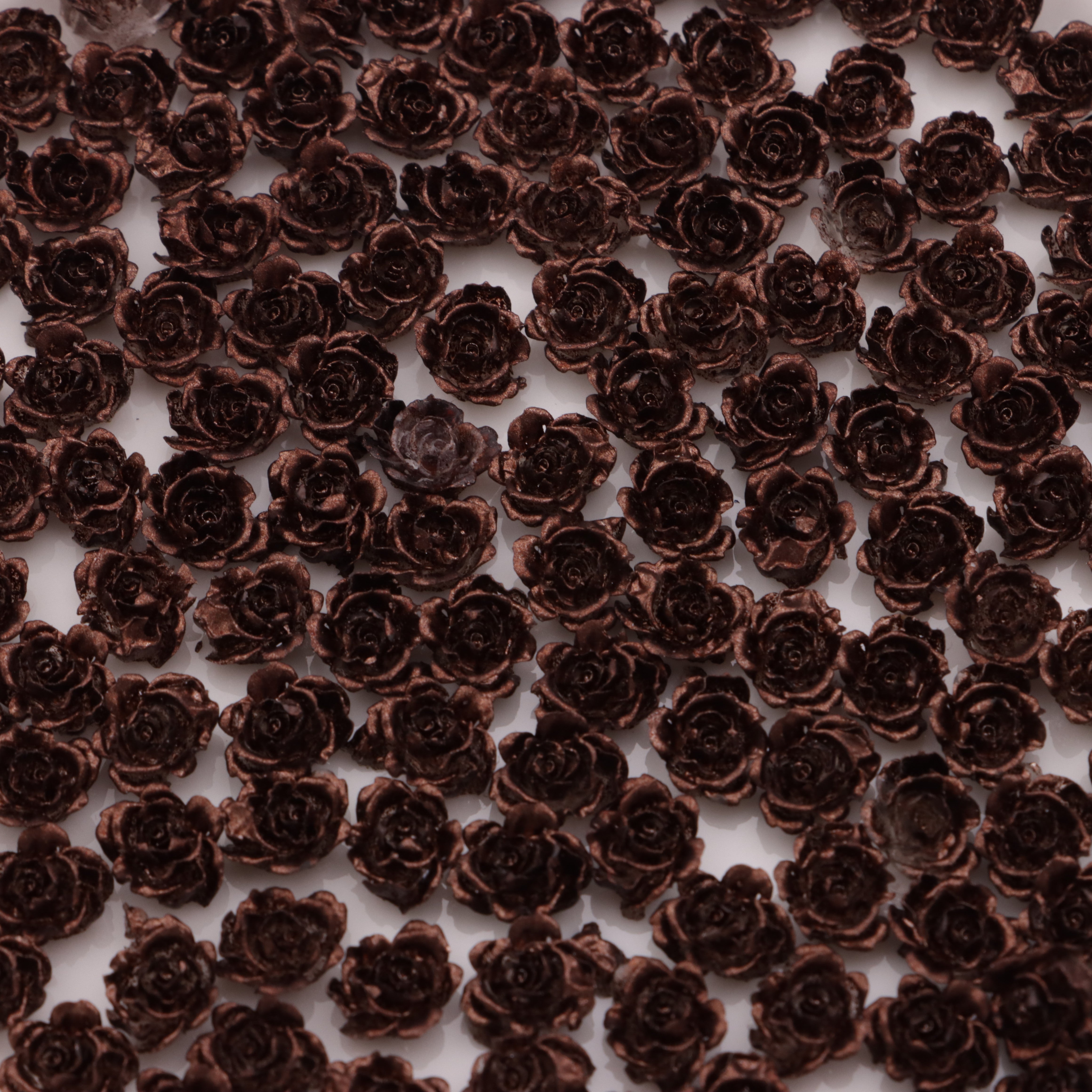 FS3968- 8mm Glowing Coffee Flower Charms, Coffee-Colored Glowing Small Flowers