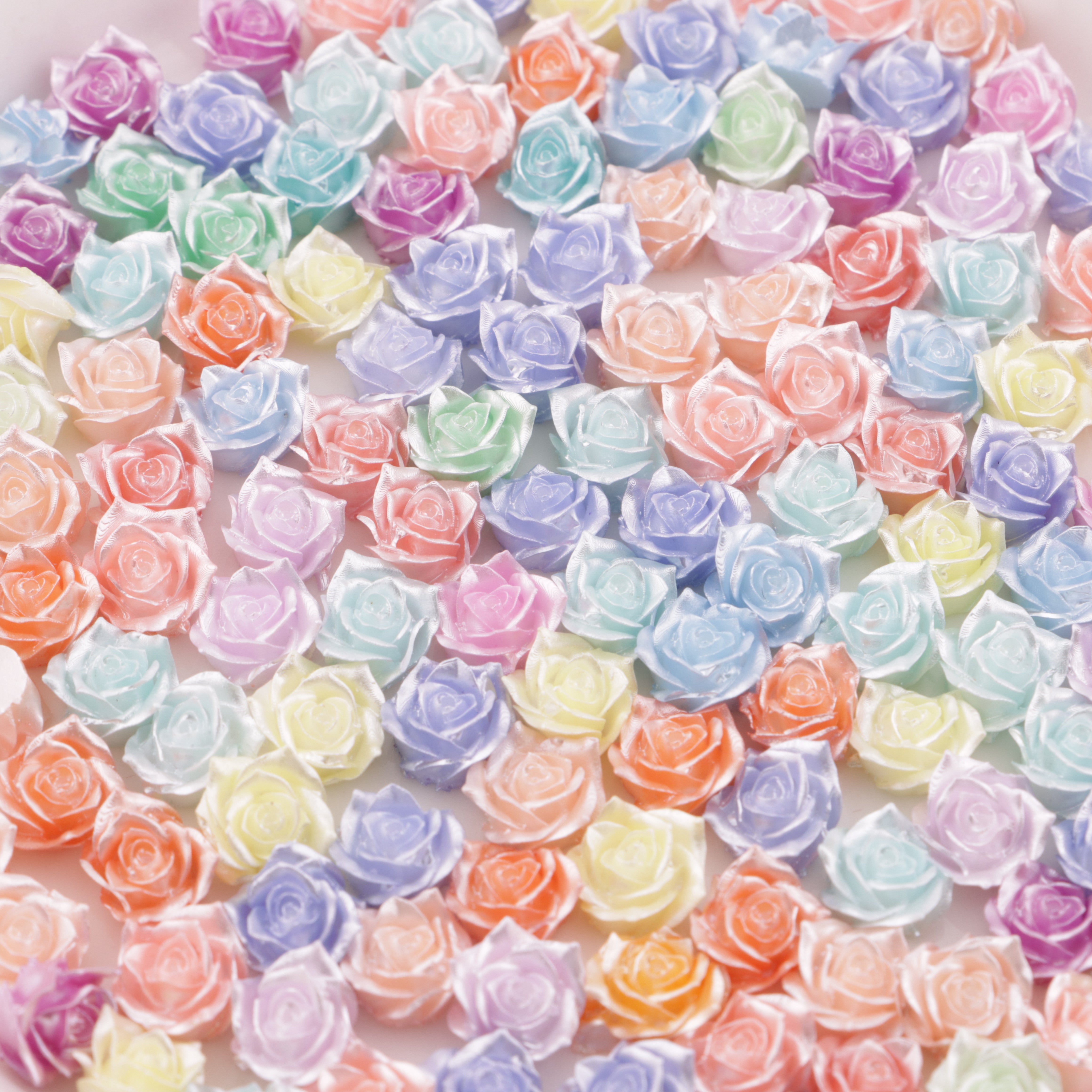 FS5566- 8mm Luminous Rose Flower Charms Pearl - Glow Luminous Rose Flowers