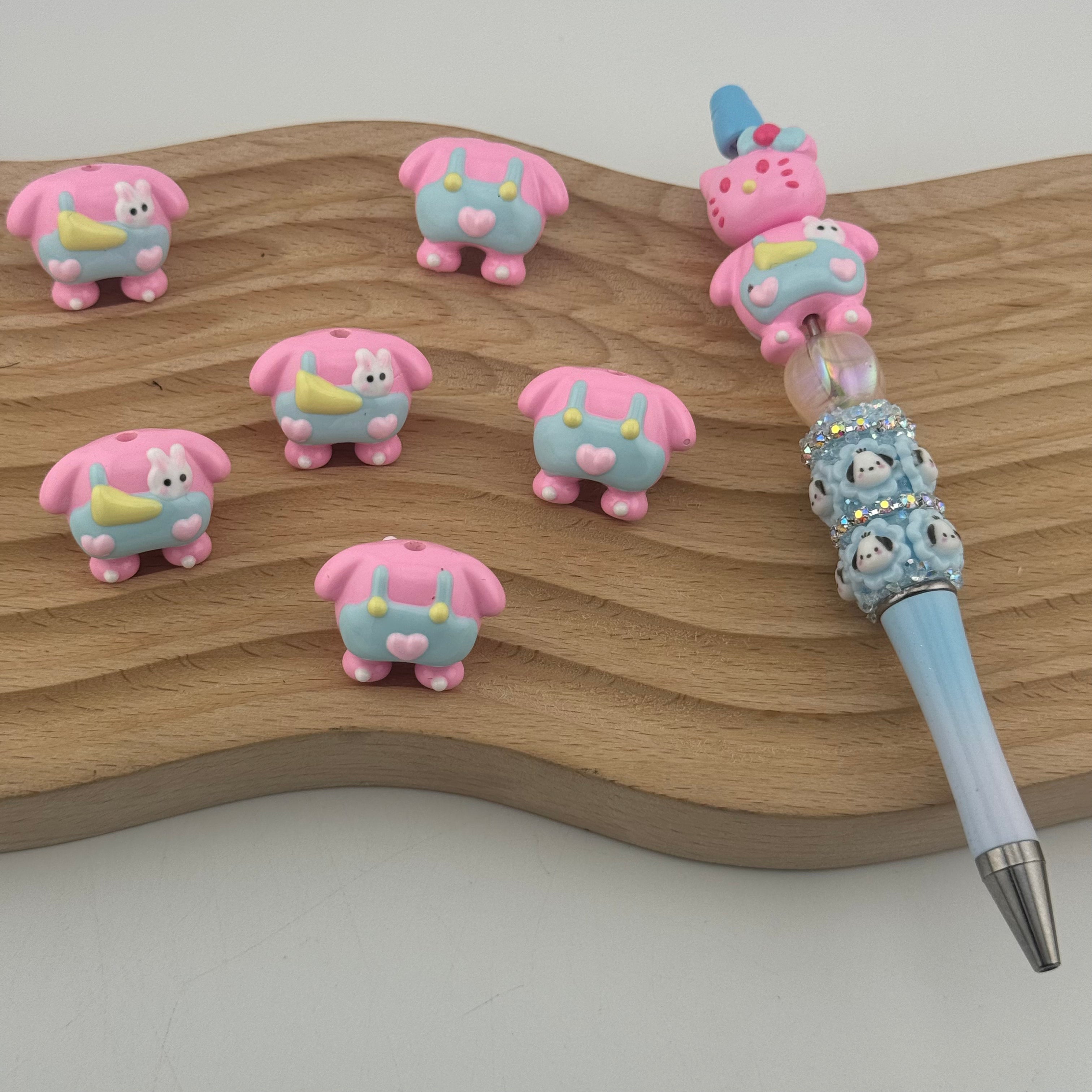 Pink Hand-painted Clothes Acrylic Beads Fit For Beadable Pens