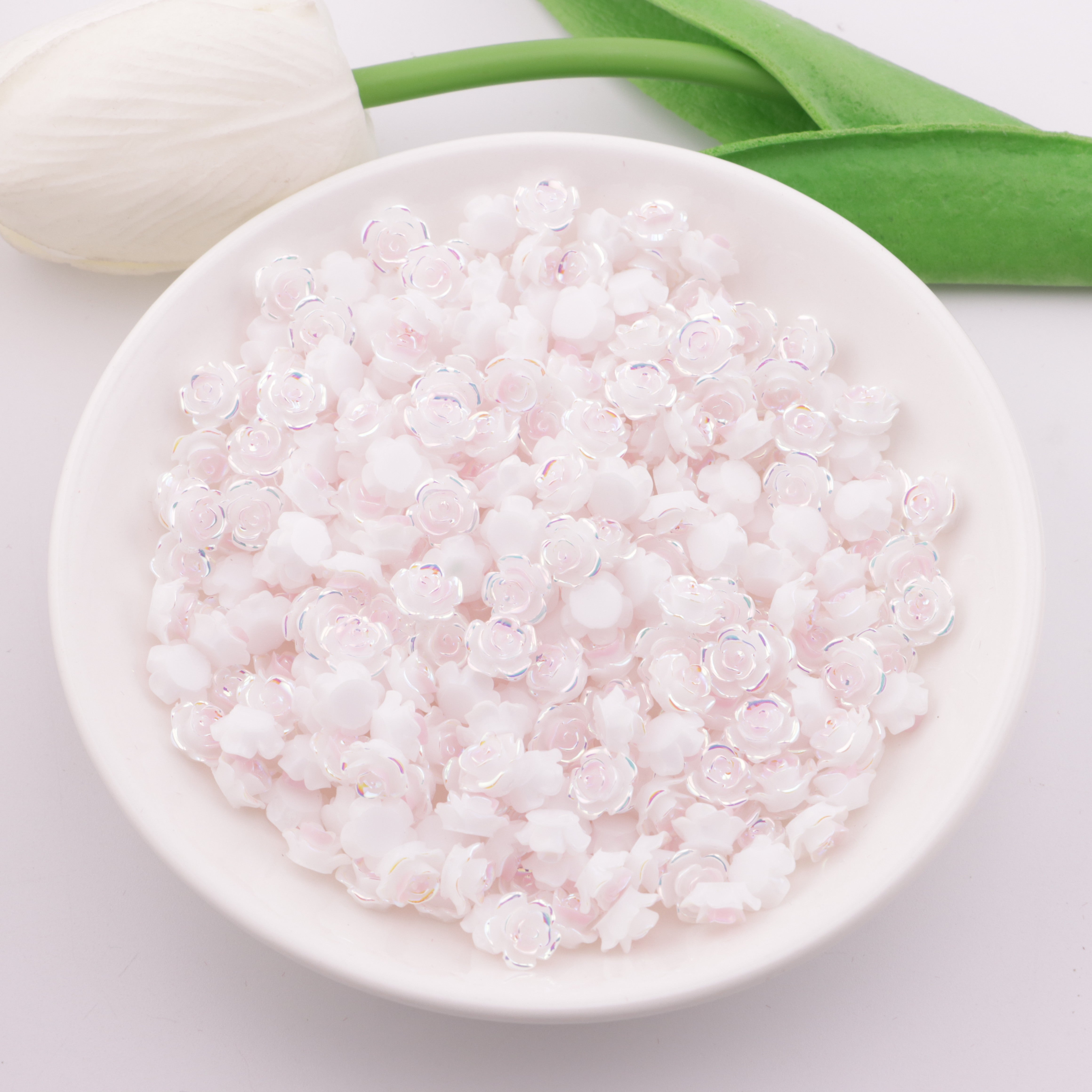 FS5770- 8mm Uv Luminous Rose Flower Charms Bicolor Double Glow-in-the-Dark Rose Patches