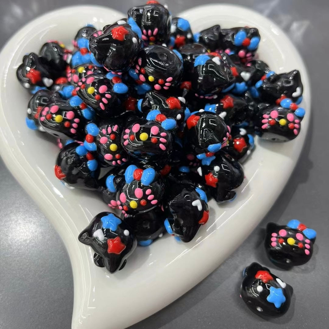 Mixed Color HK Head Hand Painting Acrylic Beads Fit For Beadable Pens