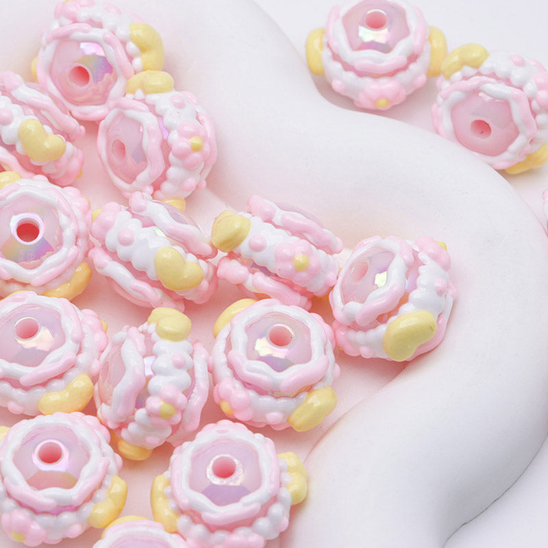 FS4391- 16mm Pink Hand-Painted Beads