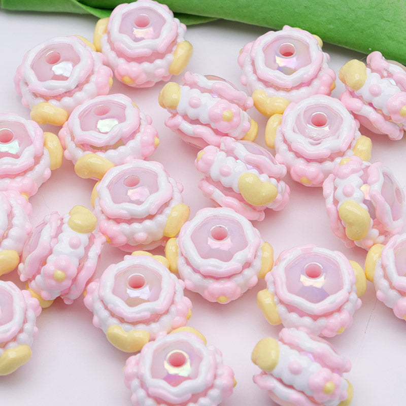 FS4391- 16mm Pink Hand-Painted Beads