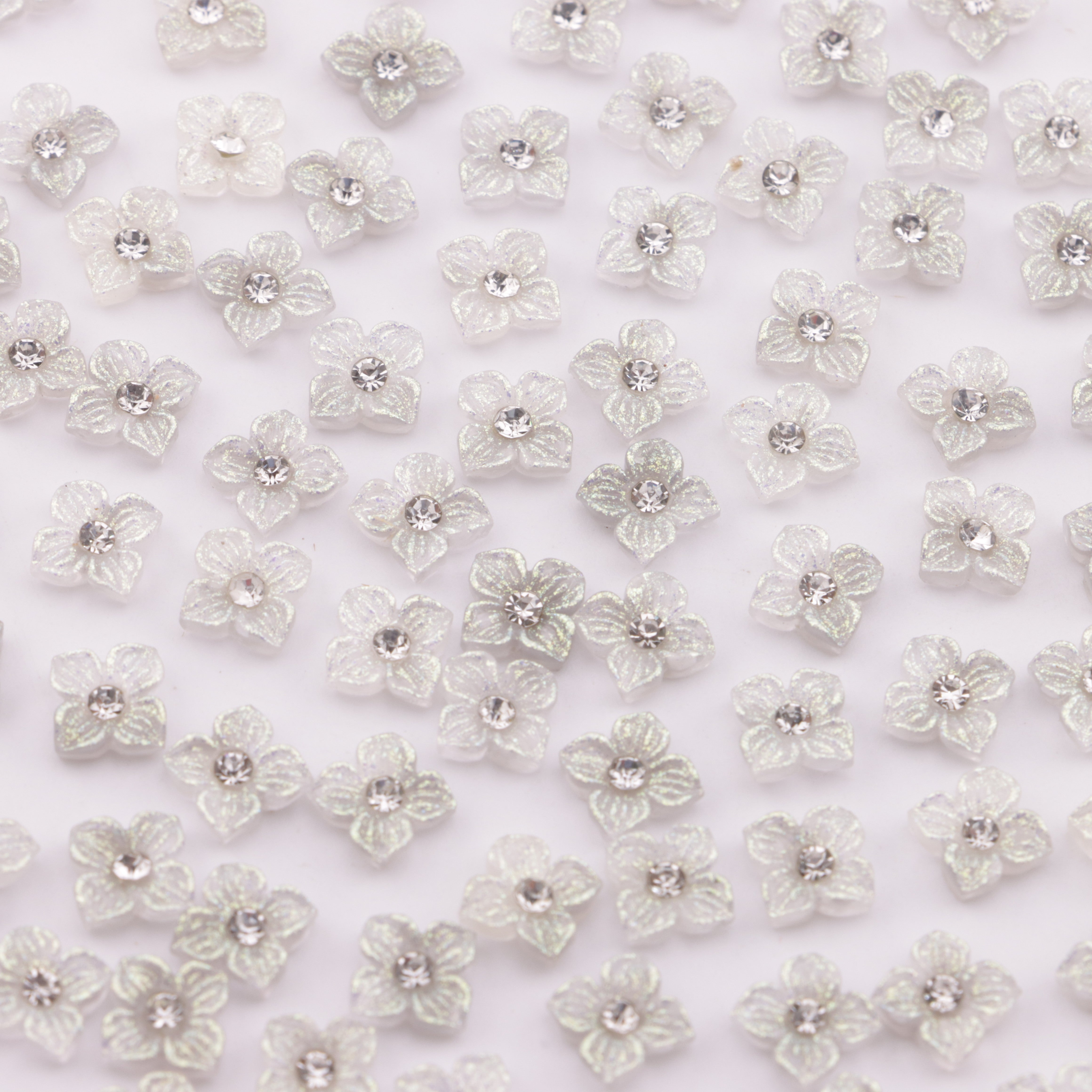 FS5752- Approximately 6mm Diamond-Embedded Soft Flower Nail Stickers