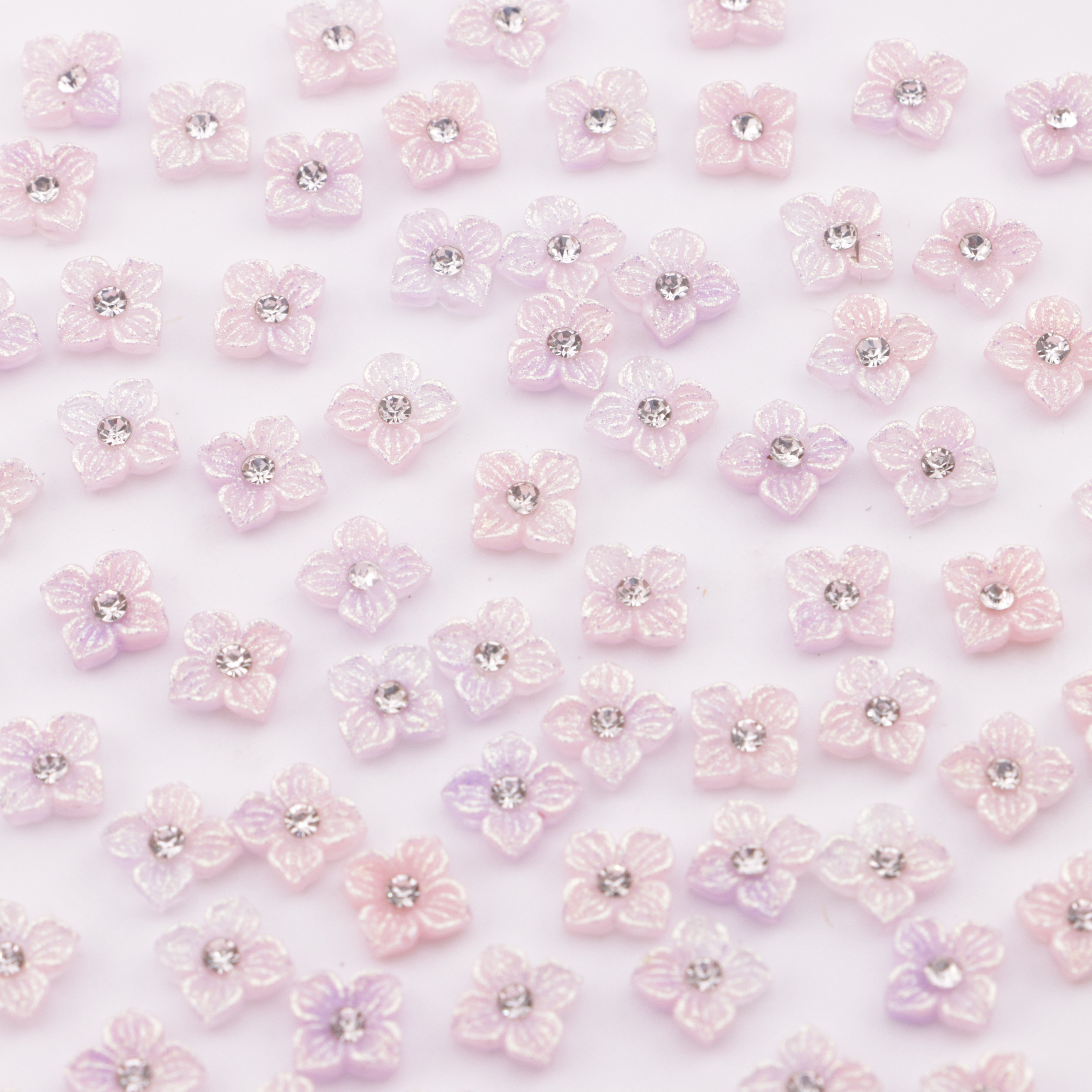FS5752- Approximately 6mm Diamond-Embedded Soft Flower Nail Stickers