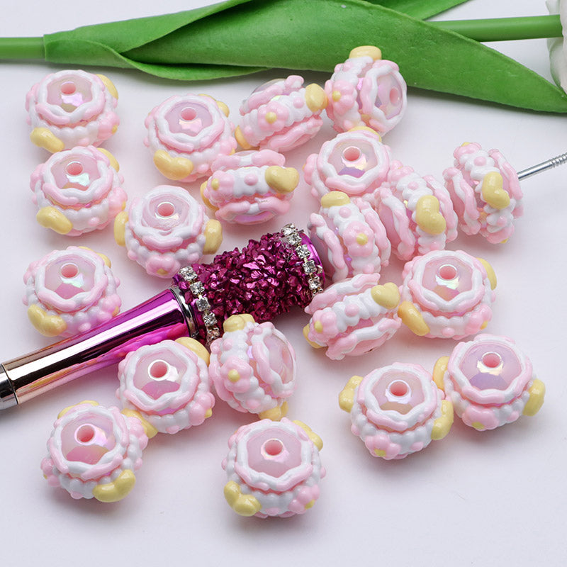 FS4391- 16mm Pink Hand-Painted Beads