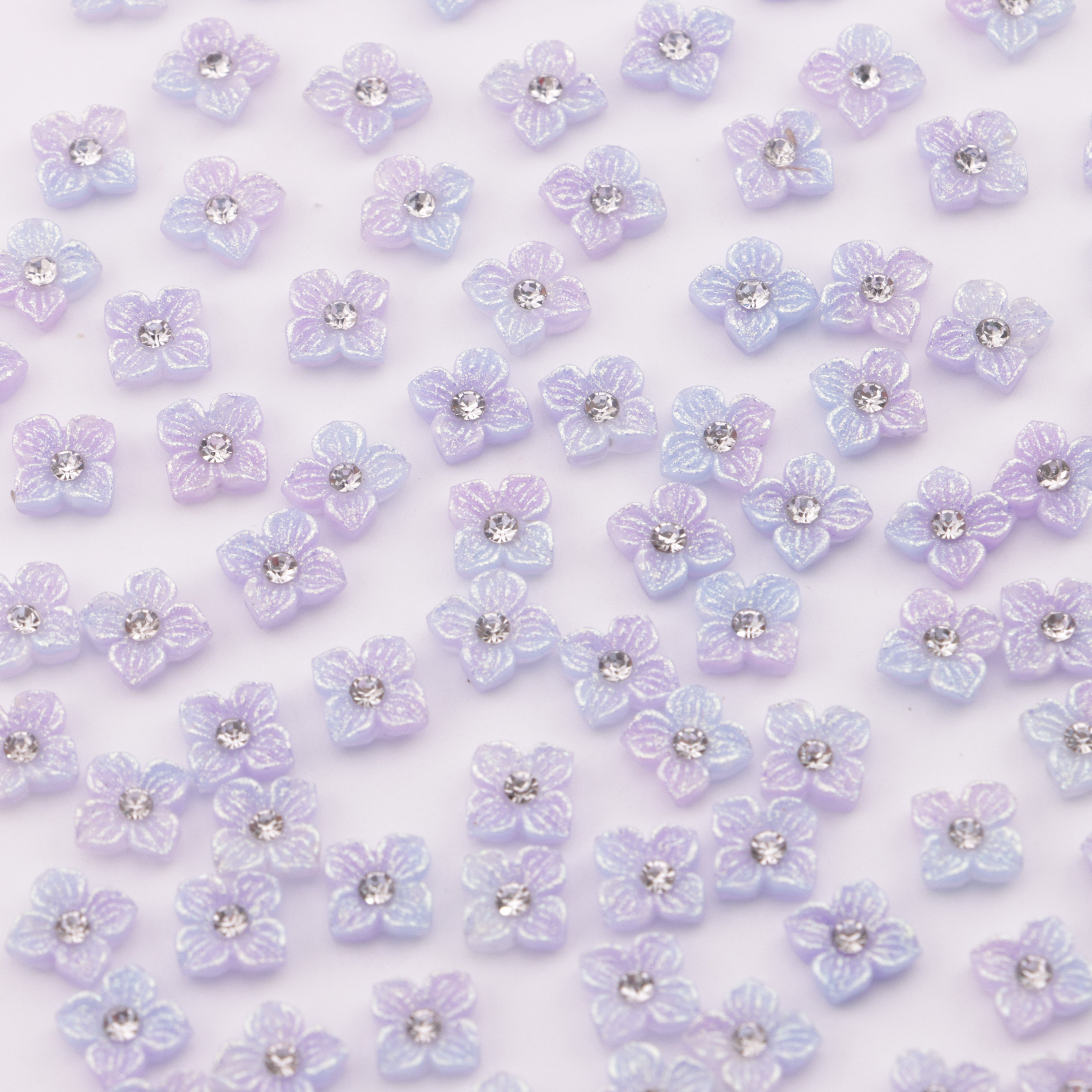 FS5752- Approximately 6mm Diamond-Embedded Soft Flower Nail Stickers