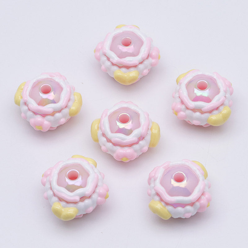 FS4391- 16mm Pink Hand-Painted Beads