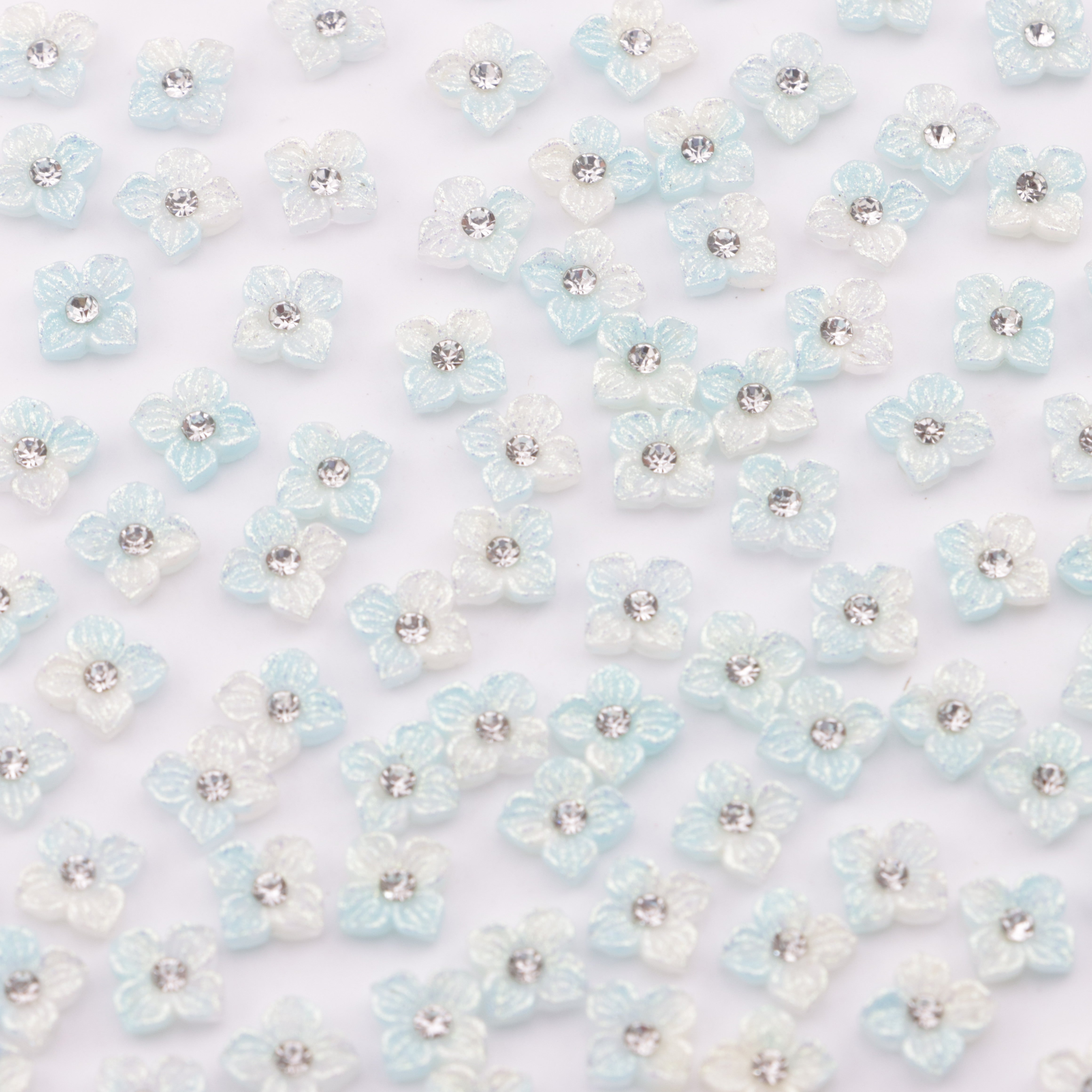 FS5752- Approximately 6mm Diamond-Embedded Soft Flower Nail Stickers