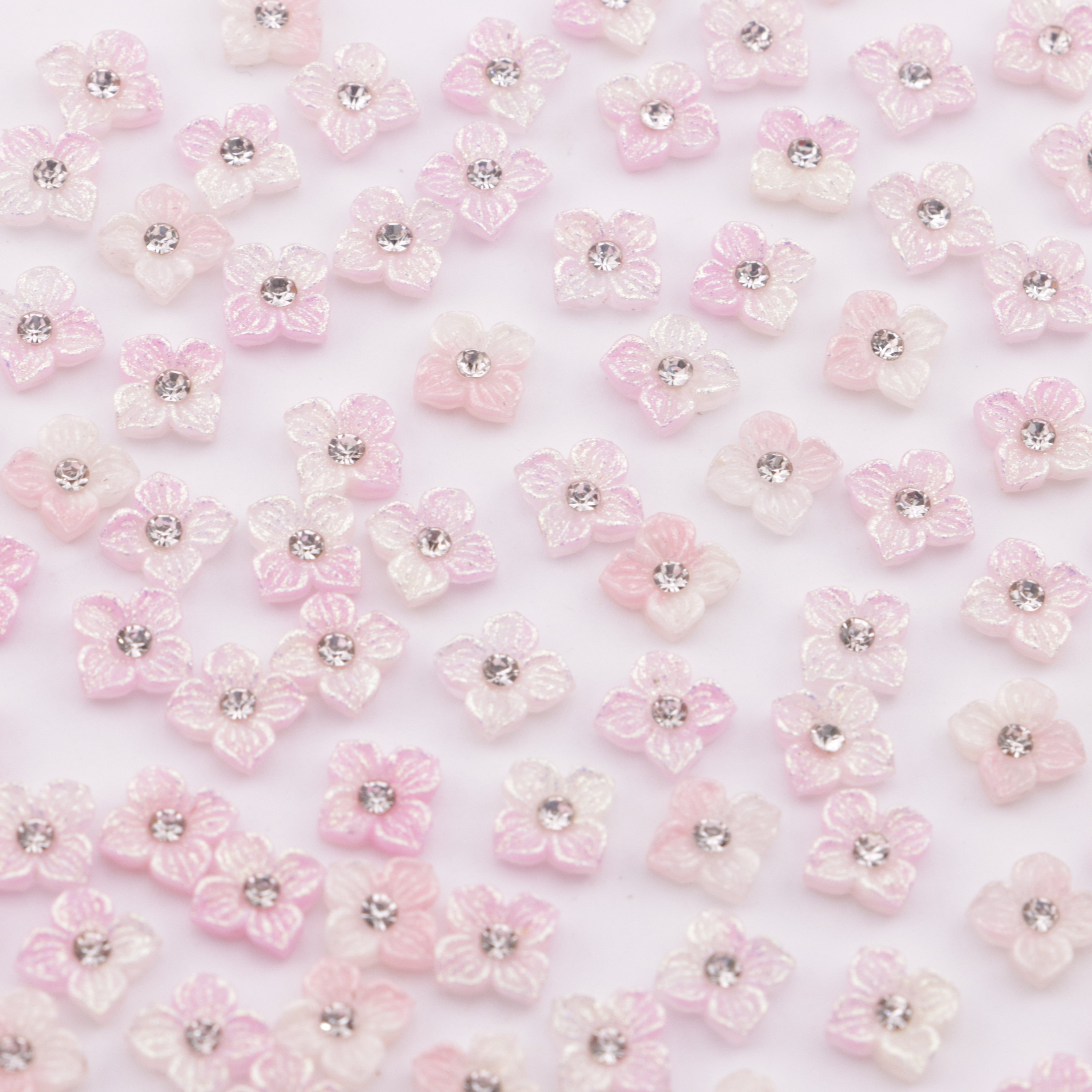 FS5752- Approximately 6mm Diamond-Embedded Soft Flower Nail Stickers