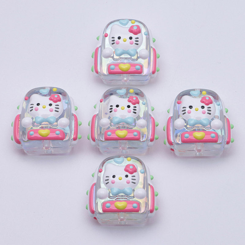 FS5038- Kitty Transparent Schoolbag Hand Painted Beads