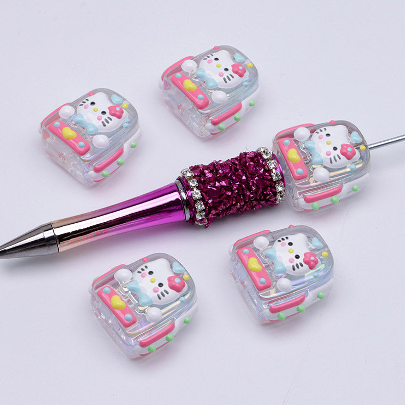 FS5038- Kitty Transparent Schoolbag Hand Painted Beads