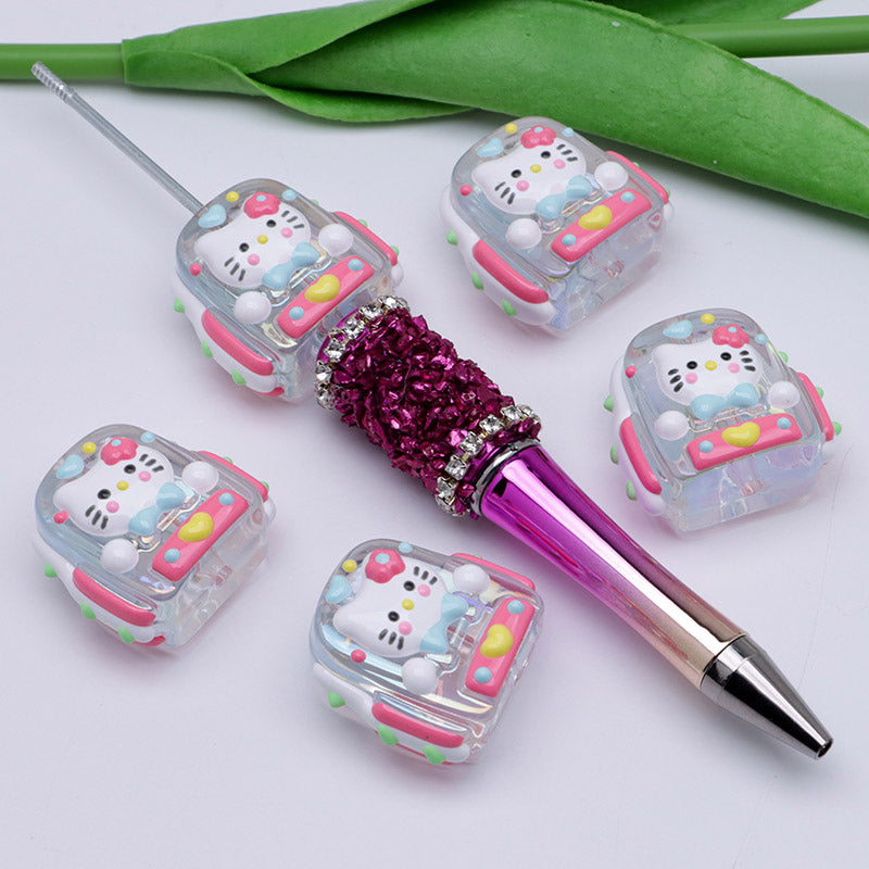 FS5038- Kitty Transparent Schoolbag Hand Painted Beads