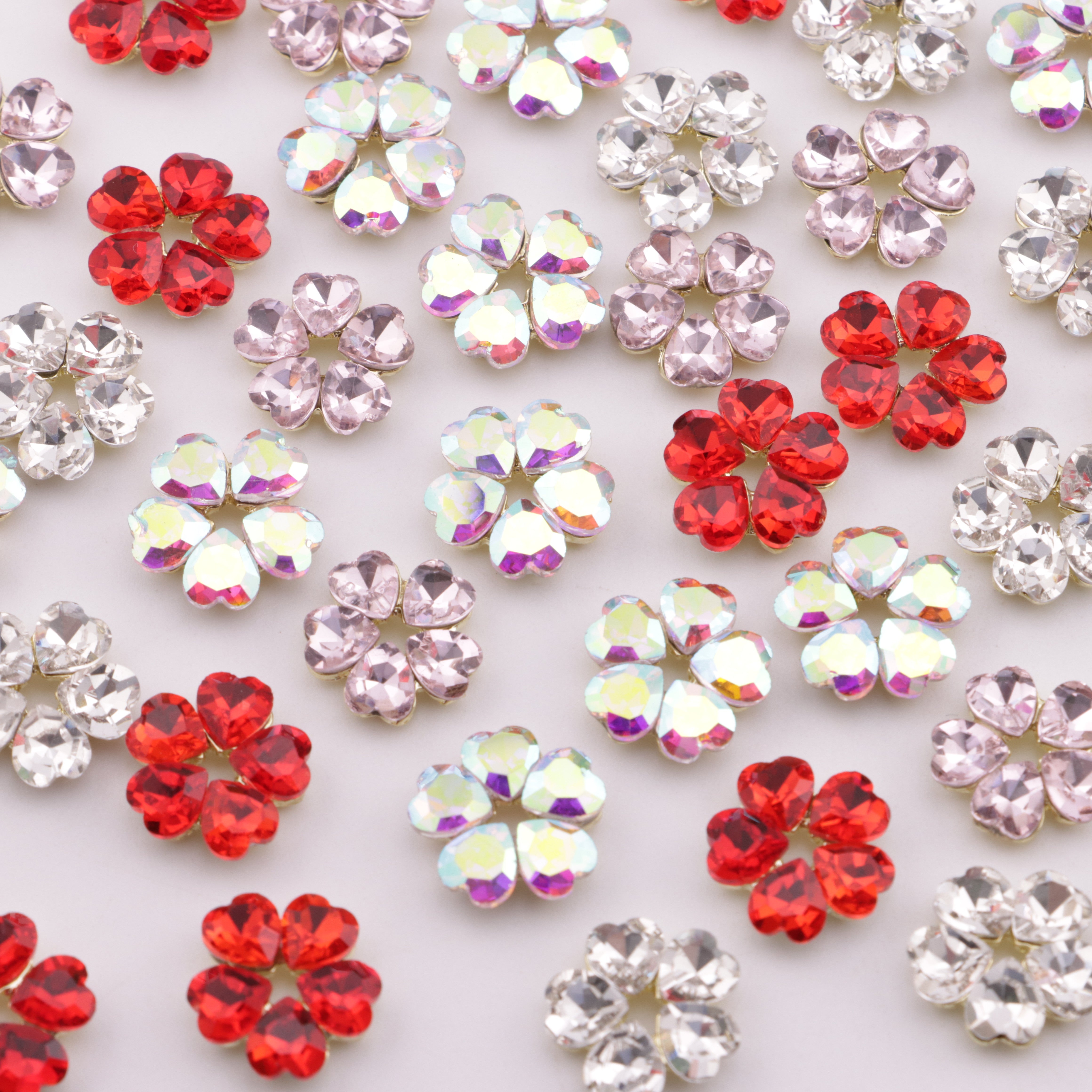 FS3994- 13*13mm Heart Flower Charms Five-Petal Heart-Shaped Flower Nail Stickers