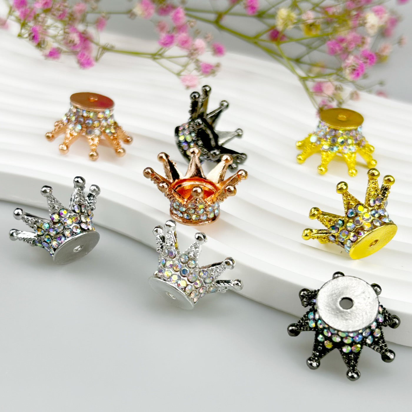 25MM Mixed Color Stereoscopic Diamond Crown Alloy Spacer