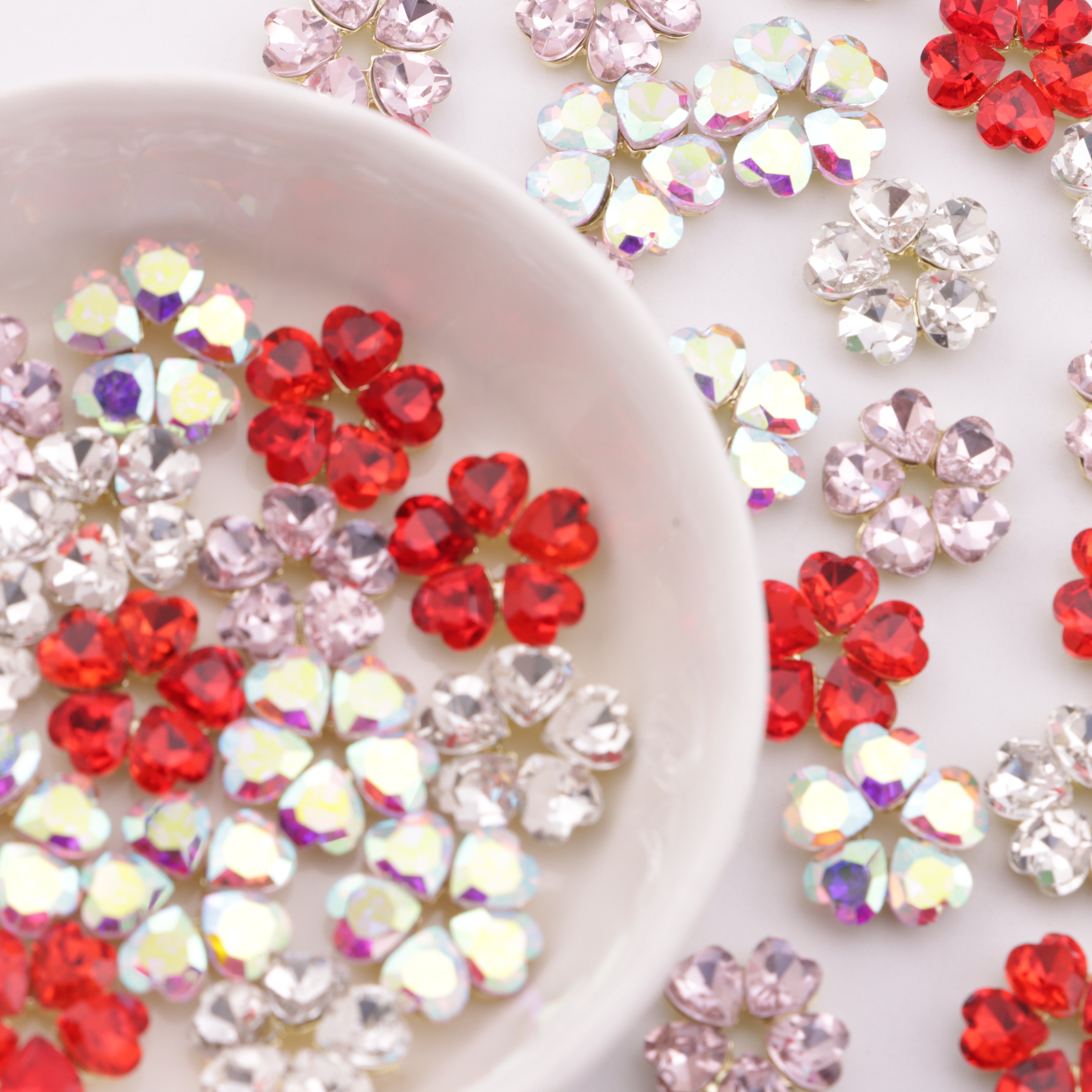 FS3994- 13*13mm Heart Flower Charms Five-Petal Heart-Shaped Flower Nail Stickers
