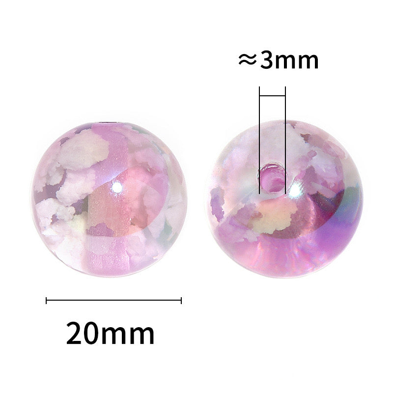 20MM Round Clear Mixed Color UV Glowing Cloud Resin Beads Fit For Beadable Pens