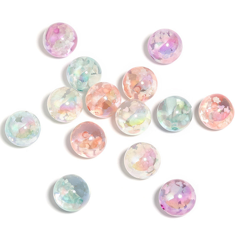 20MM Round Clear Mixed Color UV Glowing Cloud Resin Beads Fit For Beadable Pens