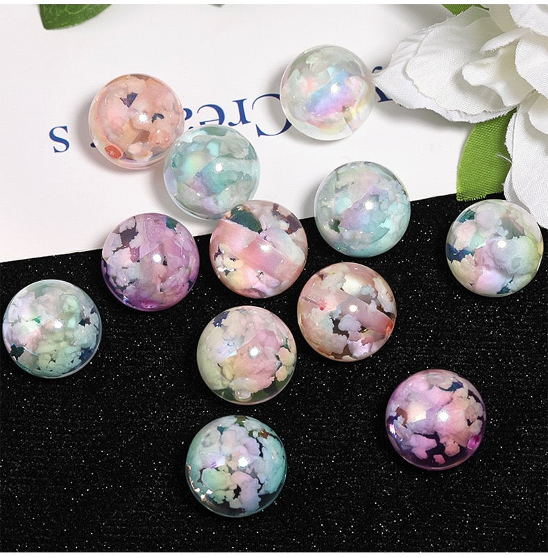 16MM Round Clear Mixed Color UV Glowing Cloud Resin Beads Fit For Beadable Pens