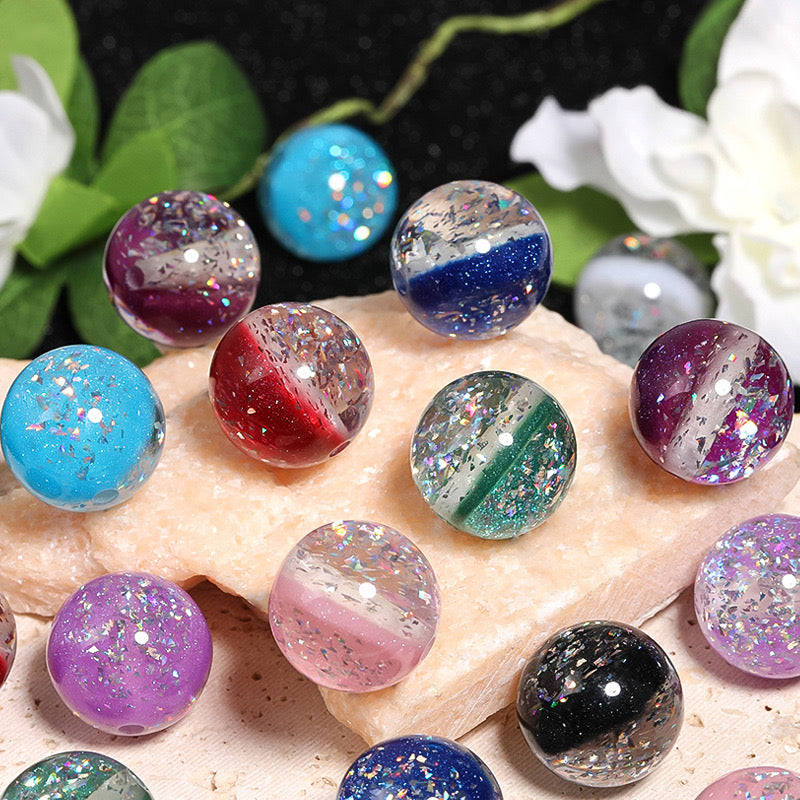 Round Mixed Color Fine Glitter The Milky Way Resin Beads Fit For Beadable Pens