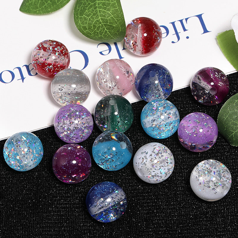 Round Mixed Color Fine Glitter The Milky Way Resin Beads Fit For Beadable Pens