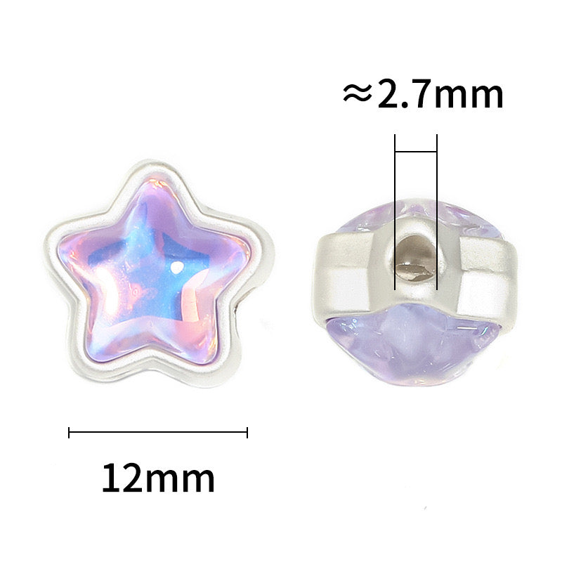 12MM Mixed Color Mermaid Aurora Five-pointed Star Alloy Spacer