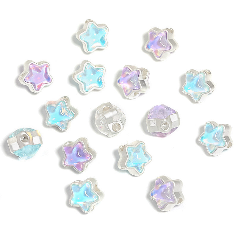 12MM Mixed Color Mermaid Aurora Five-pointed Star Alloy Spacer